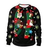 WAQD Unisex Pullover Weihnachtspulli Ugly Weihnachtspullover Pulli 3D Gedruck Muster Rundhals Langarmshirt Christmas Sweater Langarm Xmas Pullover Jumper Herbst Winter Langarm Pullis B
