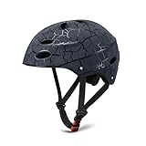 Kinder Fahrradhelm Rollerhelm ABS Schale für Radfahren Skateboard Bike BMX (Schwarz), M