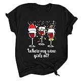 KIMODO T-Shirt Weihnachtsdruck Kurzarm Rundhalsausschnitt Weihnachten Bluse Damen Frauen Casual Lose Tops Shirts (H, M)