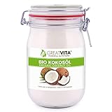 GreatVita Bio Kokosöl, nativ & kaltgepresst, 1000 ml im Bügelglas zum Kochen & Back