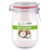 GreatVita Bio Kokosöl, nativ & kaltgepresst, 1000 ml im Bügelglas zum Kochen & Back