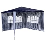 PE-Pavillon Partyzelt mit 2 Seitenteilen für Garten Terrasse Markt Camping Festival als Unterstand und Plane, wasserdicht 3 x 3 m b
