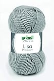 Grundl Lisa Premium Uni Garn, Acrylic, Kieselgrau, 3,5-4,5 mm, 133