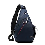TUDEQU Crossbody Backpack Sling Chest Bag Backpack Hiking Casual Daypack with WET Pocket for Men & Women (DARK BLUE)