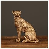 通用 Geparden Statue Polyresin Leopard Figur Moderne Wohnkultur Tierskulptur Desktop Ornamente für Wohnzimmer Schlafzimmer Büro Bücherregal Geschenk für Tierfreunde,D