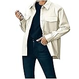 PU Lederhemd Bluse Damen Retro Punk Lederjacke Langarm Kunstleder Tops Casual Damen Büro Blusen Gotische Blusenjacke Langarm Einreiher Motorradjacke PU Leder-Look Bikerjacke Hemdkragen Kurze Jack