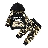 BeautyTop Baby Kinder Langarm Outfits Set Baby Jungen Gestreiftes Hoodie Spielanzug +Camouflage Hosen 2 Pcs Baby Kleidungsset für Frühling und Herbst (Mehrfarbig, 3-6 Monate)