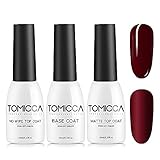 TOMICCA Base Coat Top Coat UV Set, 3*10ml LED Gel Nagellack Base und Top Coat für Gelnägel No Wipe Glänzend Matte Überlack Gel Nagellack Polyg