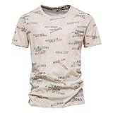SSBZYES Herren-T-Shirts mit kurzen Ärmeln Herren-Sommer-T-Shirts mit Rundhalsausschnitt und kurzen Ärmeln Reine Baumwolle T-Shirts mit einfachen Buchstaben Bedruckt T-Shirts aus 100% Baumw