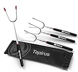 Tapirus 4 Ausziehbare Camping-Sticks zum Marshmallow-Braten, langlebige Edelstahl-Ausrüstung, Grillspieße mit isolierten Griffen, Teleskop-Gabeln, Utensilien für Smores, Hot Dogs & Shish-Kebab