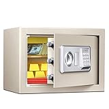 BOCbco Sicherheitssafe Elektronischer Safe, Geldkassette, Heimtresor, Schließfach, Digitaler Safe, Schlüssel Stahlkonstruktion Büro Haushalt Klein Enthält 2 Notschlüssel 37X27X25,8Cm Für Zuhause, Bü