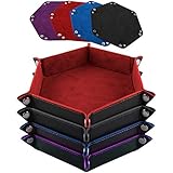 SIQUK 4 Stück Würfelbretter 4 Farben Leder und Samt Würfelteller für RPG DND Dungeons and Dragons Würfel Gaming