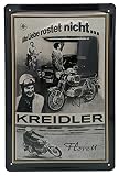 Kreidler Florett Moped Alte Liebe - Motorrad, geprägtes Retro Blechschild, Werbeschild, Türschild, Wandschild, 30 x 20