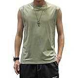 Streetwear Herren Hip Hop Style Basic Rundhals Herren Tankshirt Vintage Sport Brief Druck Herren Shirt Ärmellos Mode Trend Coole Herren Tank Top F-Army Green 4XL