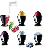 PLATINUX Schwarze Eierbecher aus Glas Set 6-Teilig Eierständer Eierhalter Frühstück Brunch Egg-Cup Likörgläser max. 35