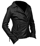 ZERAAFAT Stylische Vintage Look Biker Lederjacke für Damen - Motorrad Lederjacke für Damen Gr. Brauch, Vogue Schw
