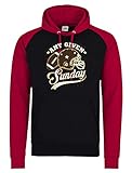 Shirt Happenz Any Given Sunday American Football Super Bowl Baseball Hoodie Kinder Pulli Kapuzenpullover, Farbe:Schwarz Rot JH009J, Größe:3-4 Jahre (104)