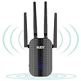 WJOY 1200 Mbit/s WLAN Repeater WLAN Verstärker für zu Hause, Abdeckung bis zu 1500 Quadratfuß, Einfache Einrichtung, Funktioniert mit Allen WLAN-Routern, WiFi Extender für Steckdose，Eurostecker…