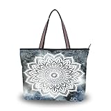 JUMBEAR Canvas-Tragetasche für Damen, Handtasche, Vintage, Tribal, Ethno, bunt, Boho, Mandala, Blume, Einkaufstasche, Schultertasche, L, a, M