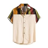 HaBirsZm Baumwolle-leinen lässig Mann Shirts Mode Streifen umdrehen Kragen Slim fit männer Sommer gedruckt Kurzarm top blusen S