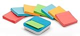 Post-it Spender mit Saugnapf in blau/weiß für Super Sticky Z-Notes, praktischer Helfer für Büro und Schularbeiten mit 8 zusätzlichen Haftnotizblöck