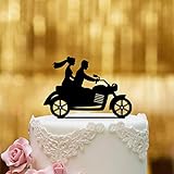 Dankeskarte.com Cake Topper Motorrad - für die Hochzeitstorte - Acrylglas Schwarz - XL - Tortenaufsatz, Kuchen, Deko, Tortenstecker, Tortenfigur, Hochzeit, Kuchanaufsatz, Kuchendeko, Mr M