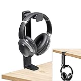 Neetto HS906 Kopfhörer Ständer Halterung & Aufhänger 2 in 1, Ober und Unterhalb des Tisch Gaming Headset Stand Halter Haken mit Höhenverstellbarer und Drehbarer Klemme, Kopfhörerhalter mit Kabelk