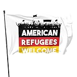 Wavin flag Refugees Welcome Lebendige Farbe ,Geeignet Langlebig Flag für Draußen und Drinnen gruselige Halloween-Weihnachtsschatzsuche, Partydekoration 90 x 150 cm Flagg