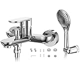 Mischbatterie Bademischer CSEA Einhebel-Bademischer mit Handbrause mit Duschhalterungsschlauch automatische Umleitung für 2 Funktionen C