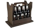 UTI GmbH Flaschenträger - Bierhocker aus Holz, Dunkelbraun - für 8 Flaschen - Männerhandtasche - Geschenk