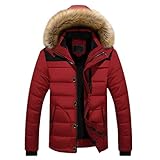 QWERD Herren Winterjacke Steppjacke Jacke gefüttert mit Stehkragen und Gefütterter Oversized Herren Warme Winterjacke Parka Jacke mit Fell Wintermantel mit Kapuze Übergangsjacke Winterparka M-5XL