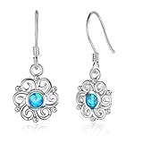 Blau Opal Schmuck 925 Sterling Silber Damen Beliebte Persönlichkeit Blume Drop Baumeln Ohrring