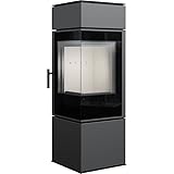 KRATKI Stahlofen Thor | 8 kW | RRØ 150 mm | Holzofen 130,8 x 45,2 x 45,2 cm | mit Verglasung | Erfüllt die Norme BImSchV Stufe 2, 15a B-VG | Ideal für normales Zuhause & mit Rekuperation-Sy