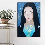 DIY Malen nach Zahlen Japanische Malerei Kunstwerk langhaarige Frau Malerei Bild diy malen nach zahlen kinder Mit Pinsel und Acrylfarbe Erwachsenenfarbe nach Zahlen Kits50x70cm(Kein Rahmen)