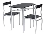 ts-ideen Essgruppe 3-teilig, Alugestell + MDF Tisch 82 x 50cm für die Küche, Esszimmer, Studentenwohnung oder Bü