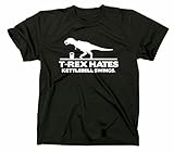 T-Rex Hates Kettlebell Swings Fun T-Shirt, XL, schw