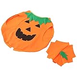 WINOMO Baby Mädchen Jungen Halloween Kostüme Ärmel Laterne Gesicht Kürbis Strampler Body Hemd Halloween Outfits mit Beanie H