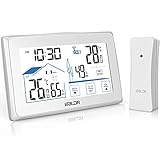 Konsen Wetterstation Funk mit Außensensor Digital Hygrometer Thermometer innen/ausen Funkwetterstation Raumthermometer Hydrometer Feuchtigkeit, Weiß