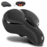 LAYOME Fahrradsattel bequemer Sattel mit Memory Schaum für Damen & Herren ergonomisch wasserdicht atmungsaktiv Gelposter Reflektor Bicycle Seat Bike Saddle Fahrradsitz Fahrrad Schw