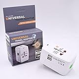 Reiseadapter - Reisestecker -Weltweit 150+ Ländern Universal Travel Adapter - mit 2USB Steckdosen - für Europa Deutschland UK Australien USA Asien Thailand Usw