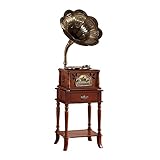 Plattenspieler Retro-Plattenspieler All-in-One Vintage Phonograph Nostalgisches Grammophon mit Kupferhorn,Eingebaute Lautsprechersystemsteuerung 33/45/78,Vinyl, CD,Bluetooth,Radio,USB-R