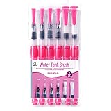 ESENG® Wassertankpinsel Set 6 Stück, Wasserpinsel mit Tank, Watercoler Brush Pen, auffüllbar spezielle Ausführung für Auqarellstifte, Auqarellfarben (ROSA-6)