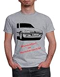 Herren T-Shirt 205 GTI Motiv mit Wunschtext (Grau, S)