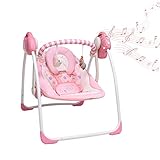 VASTFAFA Elektrische Babyschaukel für Neugeborene, rosafarbene Wippe mit N
