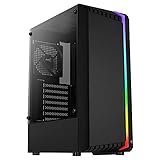 AeroCool BIONICV1BK Schwarz, RGB Gaming PC-Gehäuse, Gehärtetes Glas+12cm-Lü