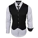 Rusty Neal Herren Hemd Weste Krawatte Set Hemden Business Hochzeit Freizeit Slim Fit, Größe:S, Farbe:G