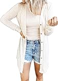 Damen Öffnen Front Cardigan Lange Ärmel Button Runter! Solid Gelegentlich Cardigans Tops Weiß L