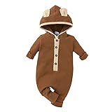 Hirolan Baby Strampler mit Kapuze Overall Footies Winter Schneeanzüge Karikatur Jumpsuit Onesies für Neugeborene Mädchen Jungen Einteiler Warm Pullover 0-12 M