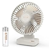 Funme Ventilatore da Tavolo Circolazione d'aria Ventilatore USB Silenzioso Garanzia a Vita Ricaricabile 6700mAH Ventilatore Elettrico Potente 23 Ore Regolabile 90 °Bianca per Campeggio Casa Spiagg