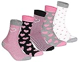 MissKokett 10 Paar Damen Mädchen Socken Strümpfe Rosa Herzen ohne Gummi mit Komfortbund, Rose - Gr. 35-38